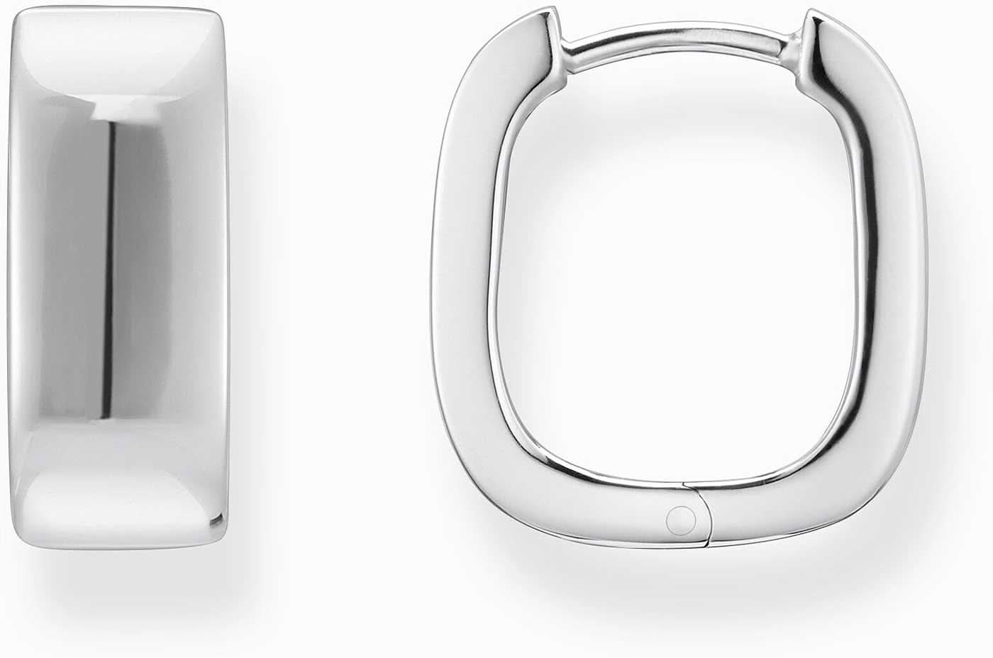 Silver-colored hoop earrings, with an angular shape and minimalist design - Thomas Sabo model: CR744-001-21