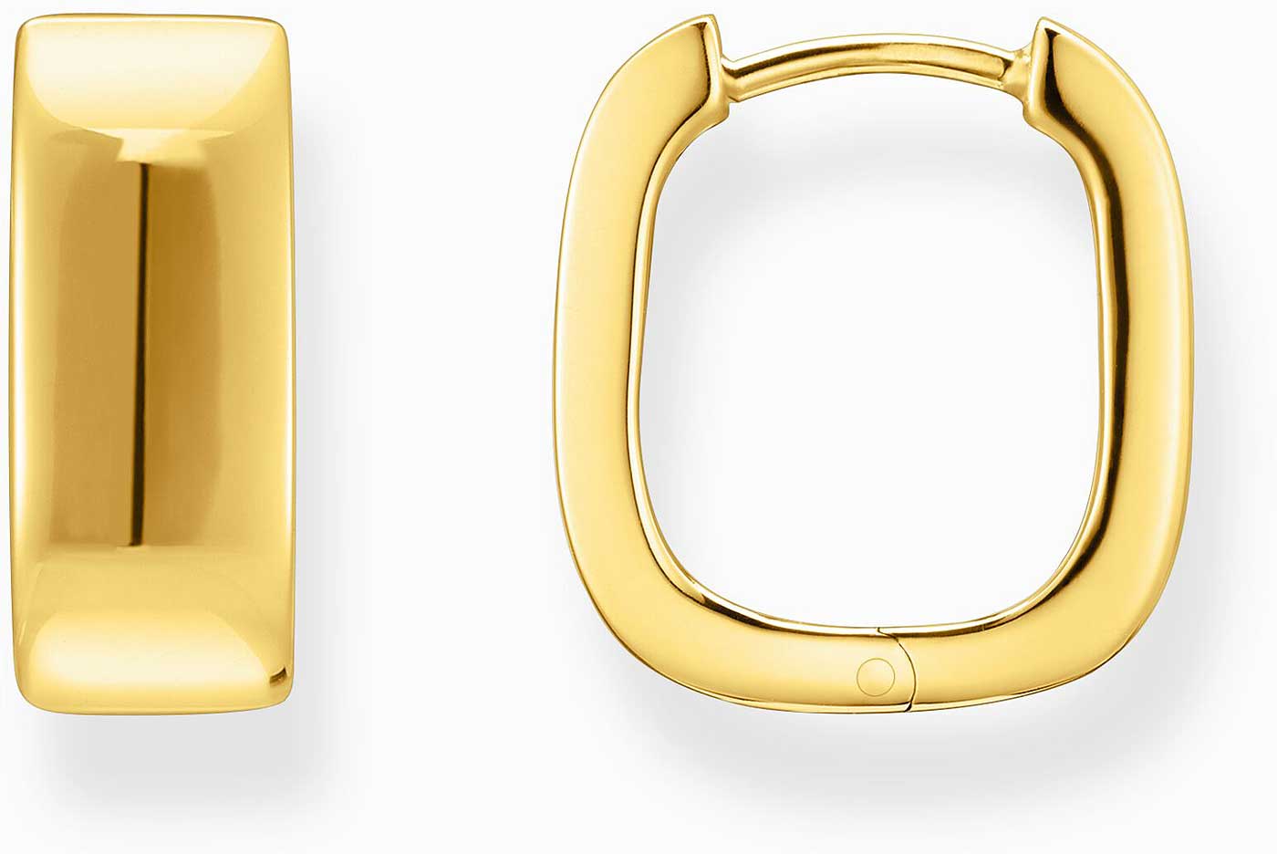 Gold-coloured creoles, with an angular shape and minimalist design - Thomas Sabo Model: CR744-413-39