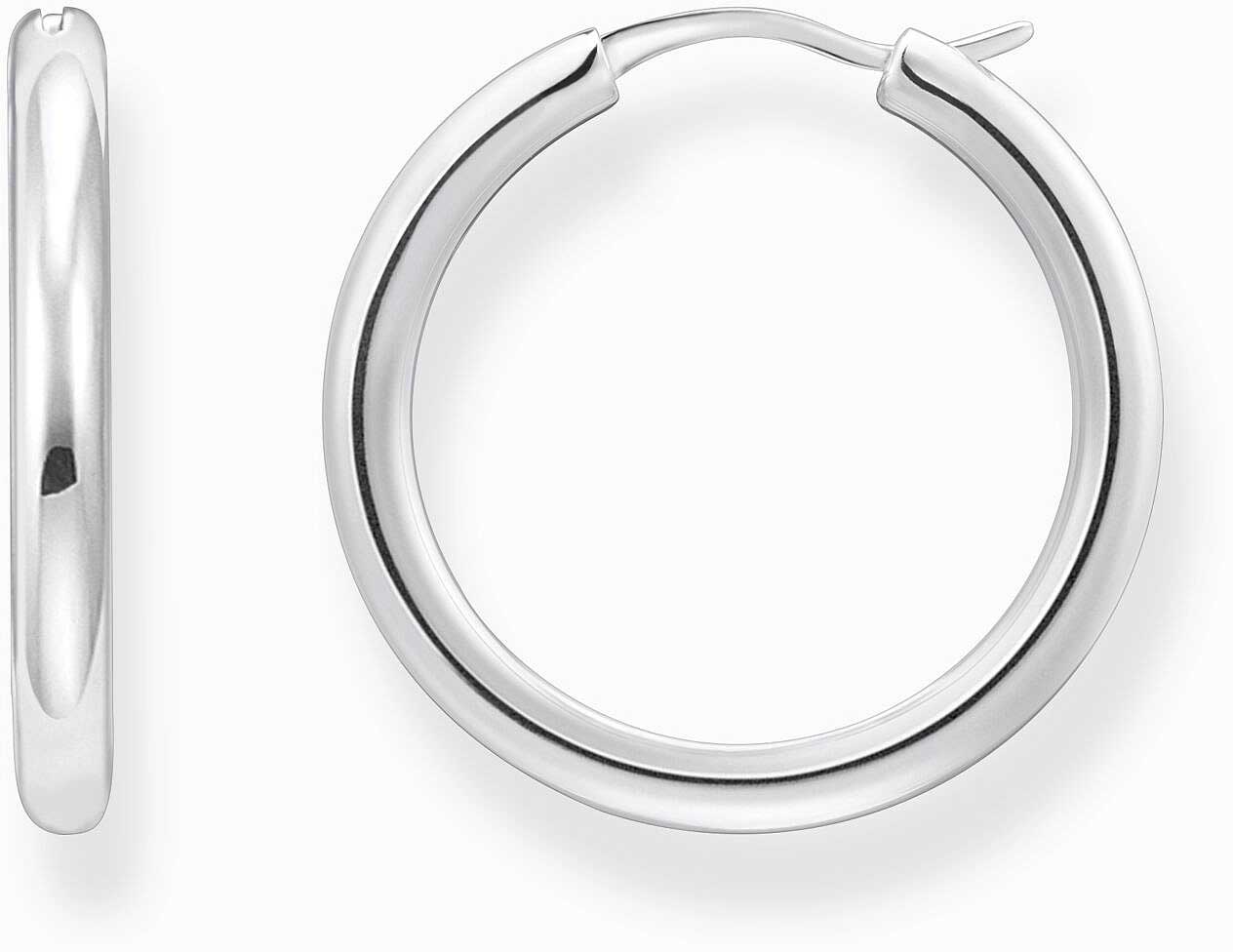 Silver-coloured, classic hoop earrings, with a rounded, slightly wider shape - Thomas Sabo Model: CR745-001-21