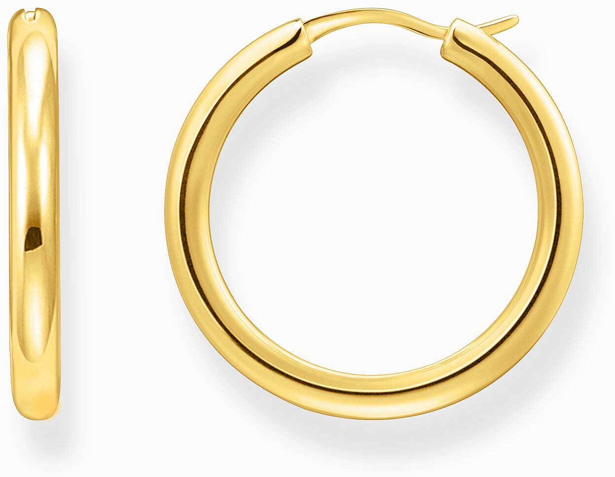 Gold-coloured, classic hoop earrings, with a rounded, slightly wider shape - Thomas Sabo model: CR745-001-21