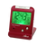 Atlanta Funk-Wecker mit Kalender- und Temperaturanzeige, rotes Gehäuse mit grünem Display