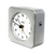 Funk-Wecker Uhr mit silbernem Gehäuse, analoger Anzeige und seitlicher Taste