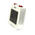 Funk-Wecker in Weiß, schräger Blick, mit LCD-Display und Bedientasten