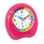 Rosa Lernwecker mit analogem Zifferblatt und Zeigern; leuchtender Ring am Gehäuse