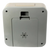 Rückseite eines Analogweckers im beigen Gehäuse mit Lautsprecher und Abdeckung