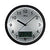 Kleine Wanduhr mit schwarzem Rahmen, Zeigern und digitaler Anzeige für Temperatur & Luftfeuchte