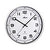 Wanduhr im silbernen Rahmen mit weißem Zifferblatt, schwarze Zahlen und Zeiger