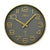 Wanduhr mit goldenem Rahmen, grauem Ziffernblatt und großen goldenen arabischen Ziffern, Funk.
