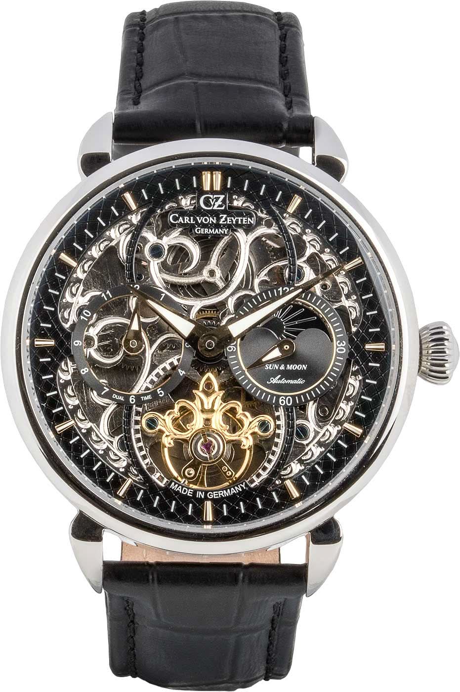 Carl von Zeyten Neukirch CVZ0005BKGS Men's Watch • Skeleton Dial • Sun & Moon
