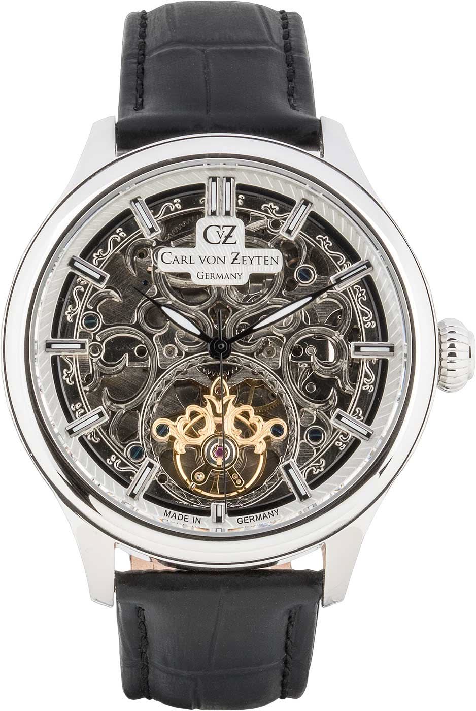 Carl von Zeyten Baden-Baden CVZ0014SWHS Men's Watch • Skeletonized Dial • Elegant Milanese Band