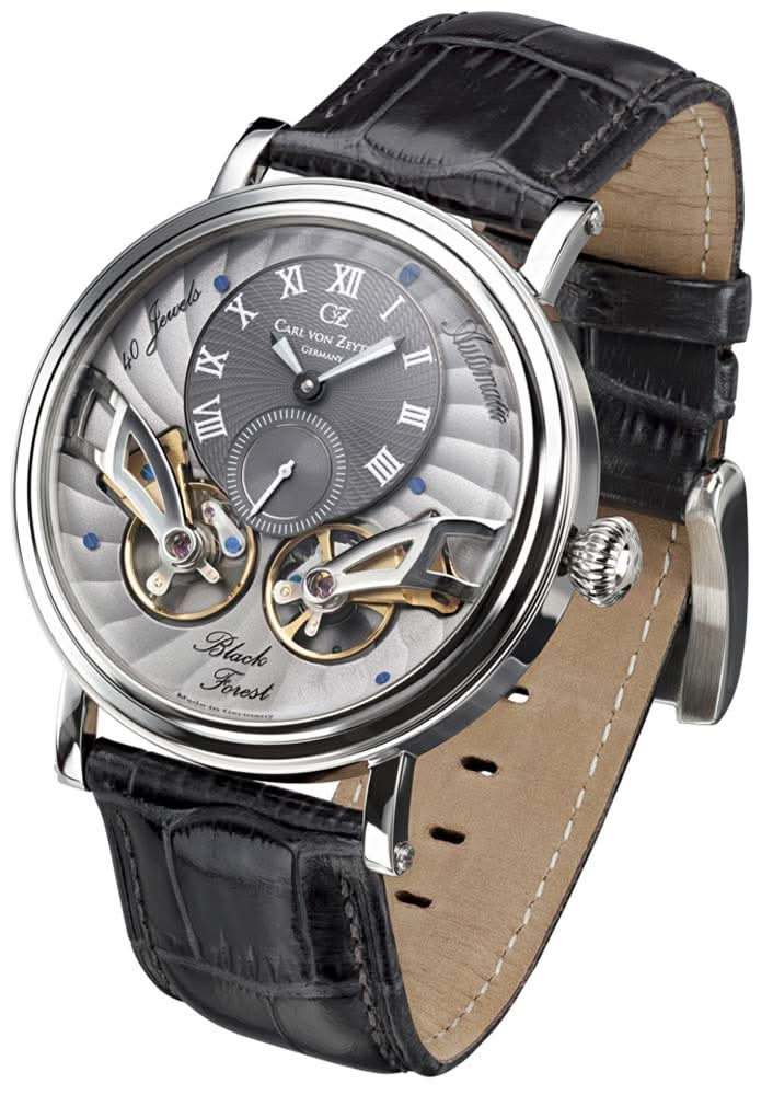 Carl von Zeyten Black Forest CVZ0017SGY Men's Watch • Double Balance Wheel • Skeletonized
