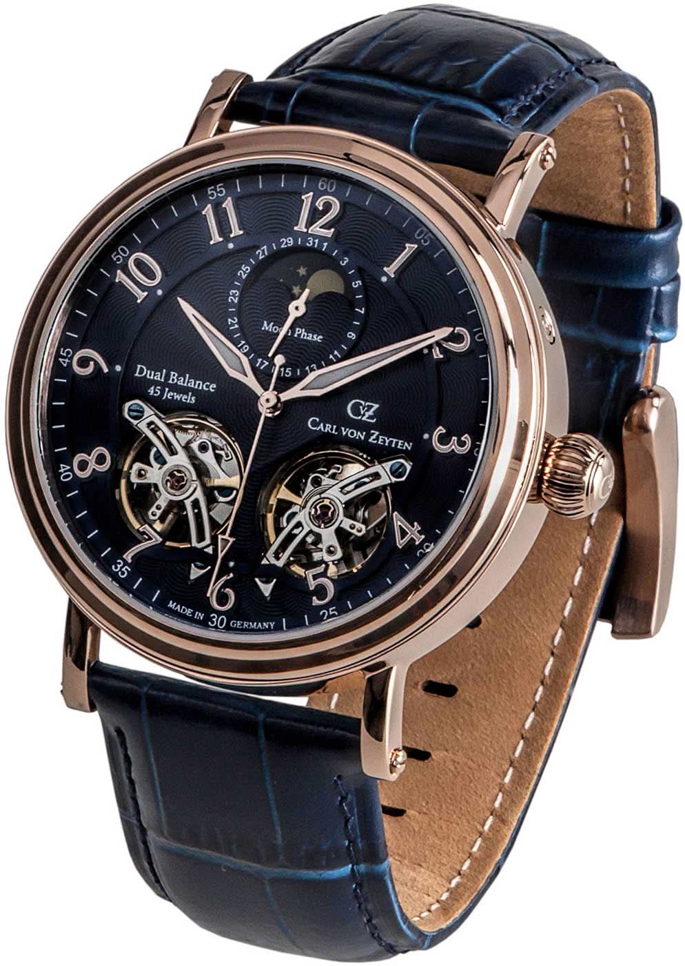 Carl von Zeyten Murg CVZ0054RBL Men's Watch • Double Balance Wheel • Moon Phase