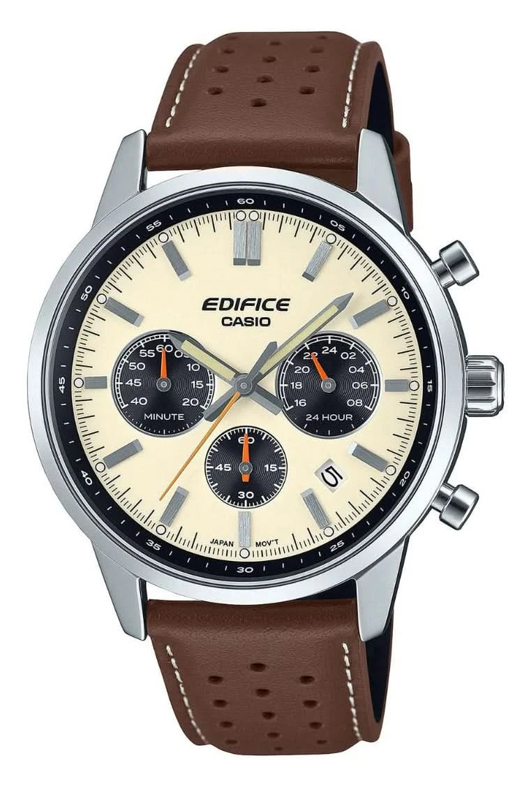 Casio Edifice EFR-575L-7AEF Men's Watch • Chronograph • Genuine Leather Strap