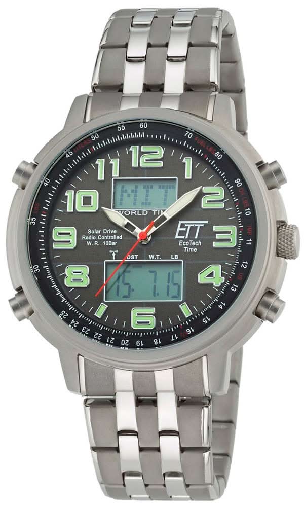 Eco Tech Time Hunter II EGS-11302-22M Men's Watch • Radio & Solar • Never Change Battery Again