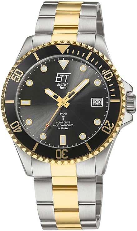 Eco Tech Time EGS-11606-25M Men's Watch • Solar Radio Controlled • Stainless Steel