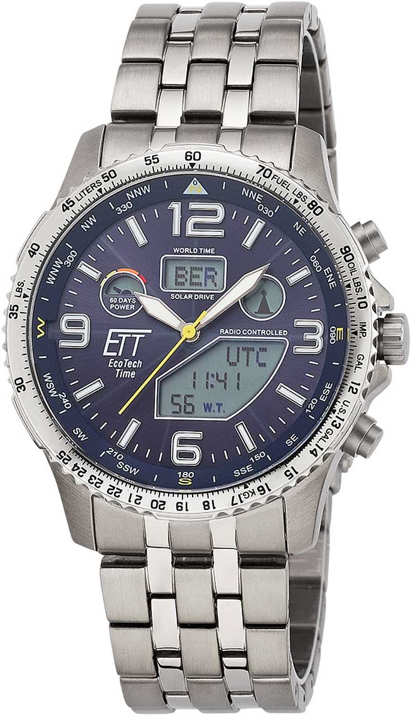 Eco Tech Time Professional Men's Watch EGT-11575-31M • Solar Radio Control • Titanium