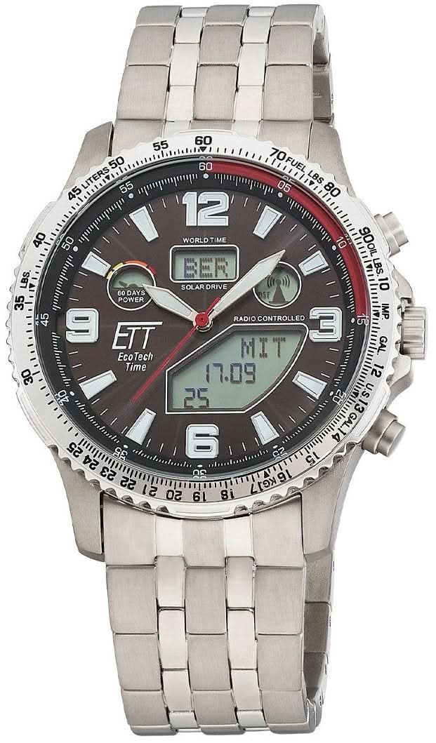 Eco Tech Time Professional Men's Watch EGT-11720-22M • Solar Radio Control • Titanium