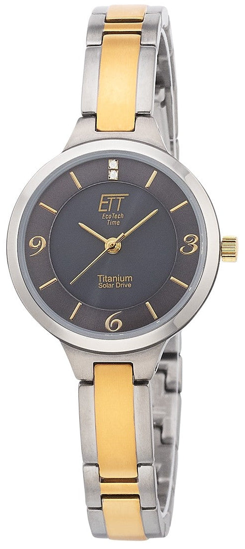 Damenuhr Eco Tech Time ELS-12146-52M mit dunklem Zifferblatt und zweifarbigem Titanband