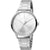 Damen-Armbanduhr mit silbernem Edelstahlband und rundem, silbernem Zifferblatt mit Zirkonia