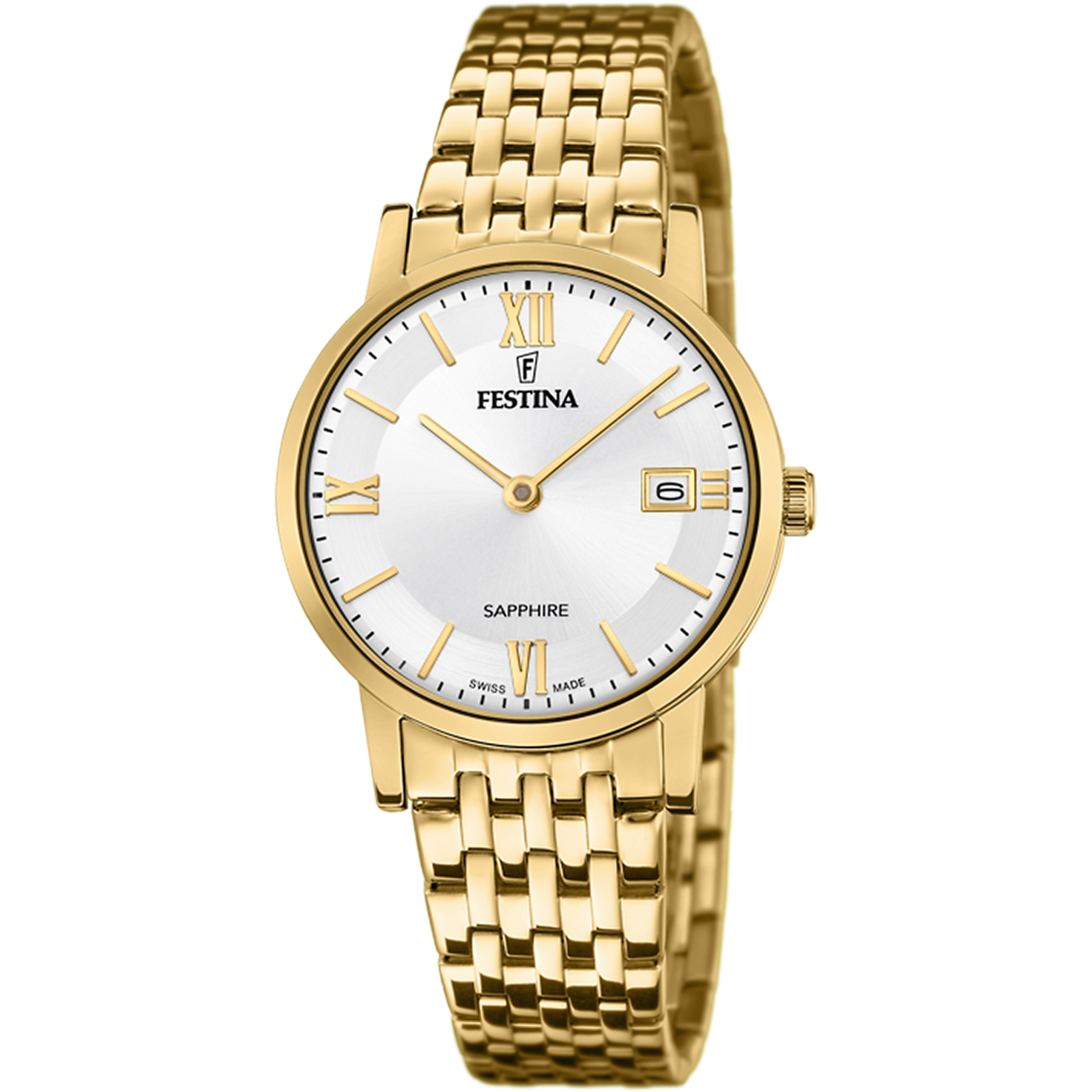 Festina Swiss Made Slim F20021/1 Damenuhr Silber • Saphirglas • Schlankes Edelstahlgehäuse