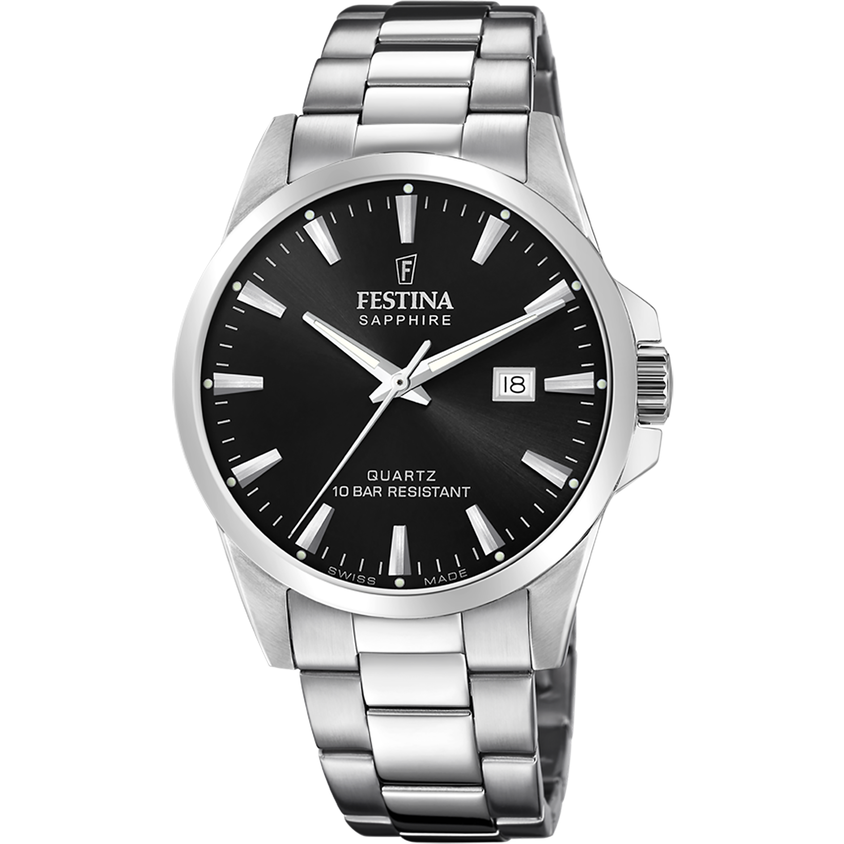 Festina F20024/4 Herrenuhr Schwarz • Saphirglas • Edelstahlarmband