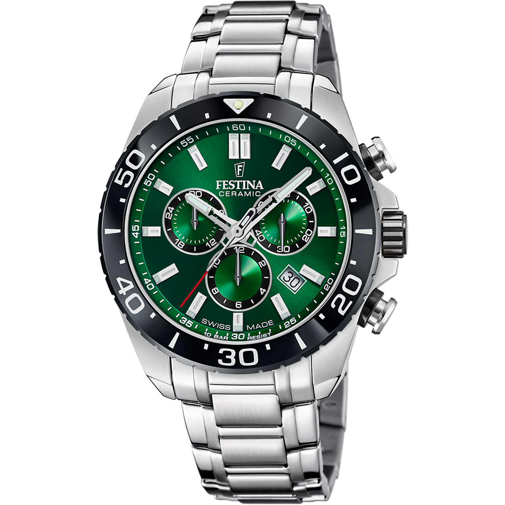Festina F20042/3 Herren Chronograph • Saphirglas • Stahl/Grün