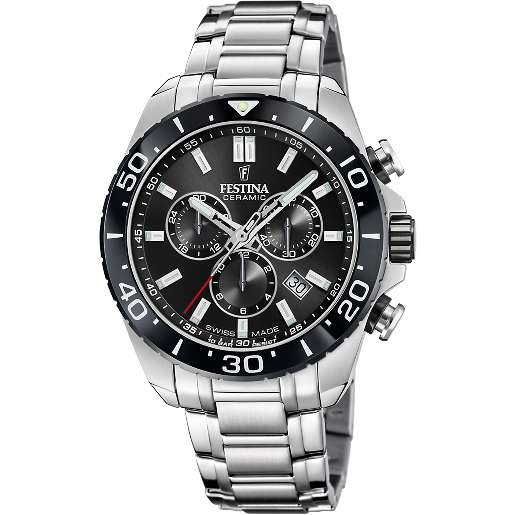 Festina Ceramic Chrono F20042/4 Herrenuhr Schwarz • Saphirglas • Chronograph Swiss Made