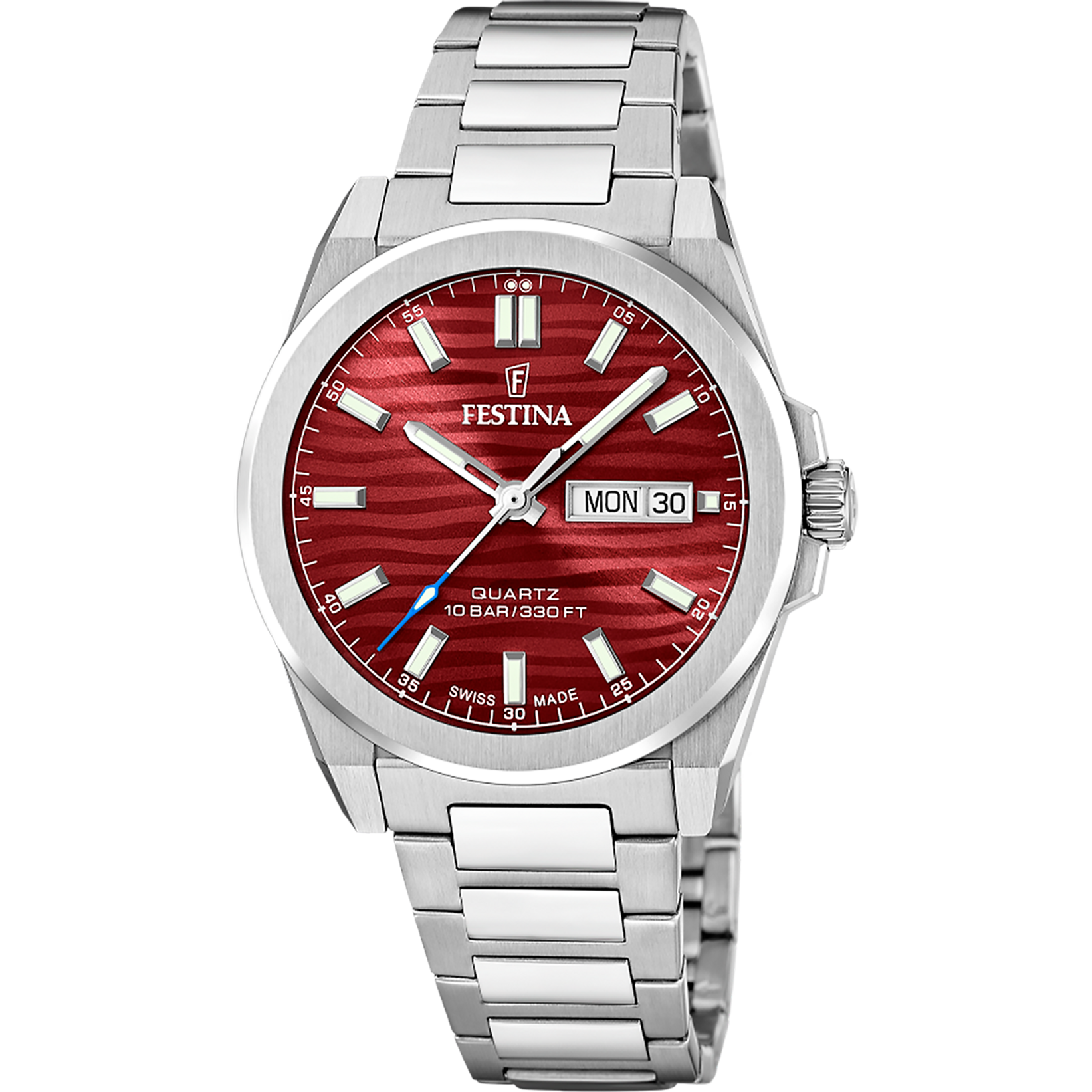 Festina Dune F20073/6 Herrenuhr Stahl/Rot • Saphirglas • Swiss Made