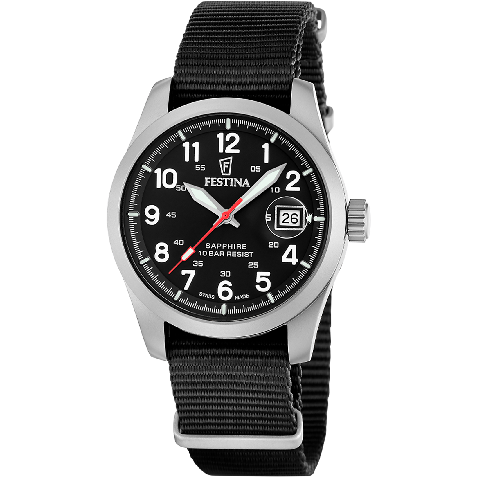 Festina Swiss Made Field F20082/3 Herrenuhr • Saphirglas mit Super-LumiNova • 10 ATM Wasserdicht