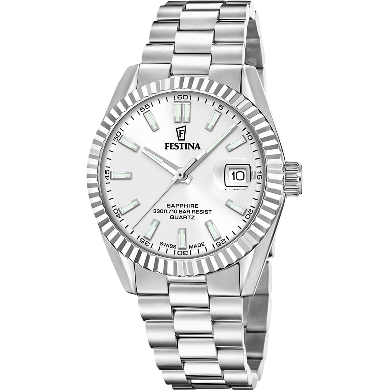 Festina Classic Swiss Made F20084/A Herren Armbanduhr Silber • Saphirglas • Schweizer Quarzwerk