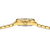 Gehäuseoberseite goldfarbene Damenuhr mit geripptem Lünette und Gliederarmband
