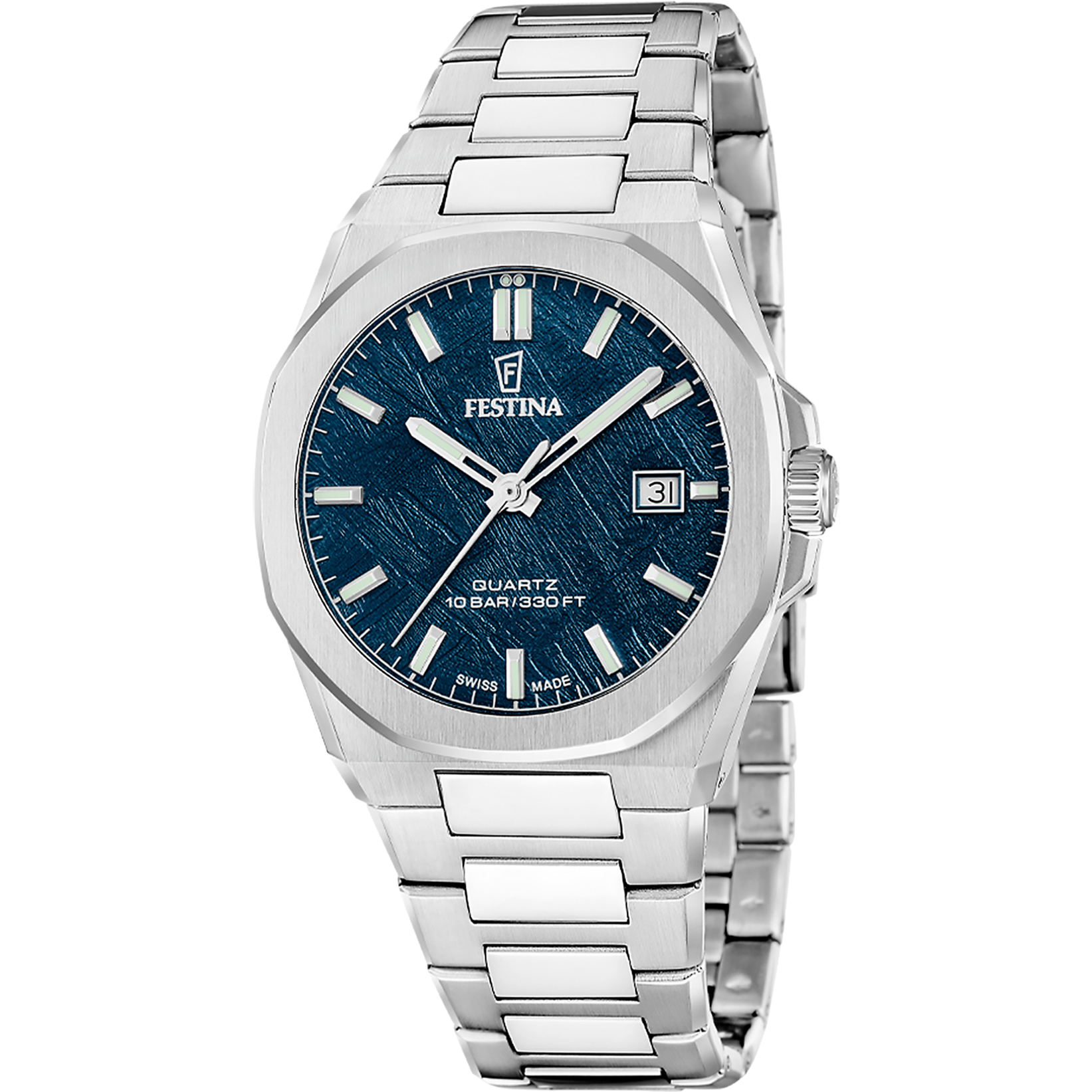 Festina F20100/4 Herrenuhr Stahl/Blau • Saphirglas • Swiss Made