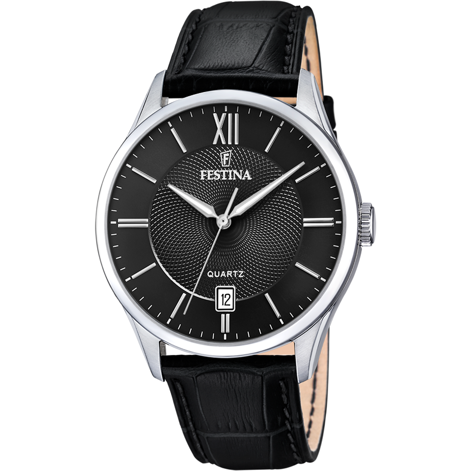 Festina Classics F20426/3 Herrenuhr Schwarz • Schwarzes Lederarmband • 5 ATM Wasserdicht