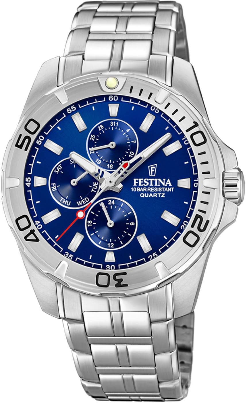 Festina Multifunction F20445/2 Men's Watch • Sporty Design • Robust Stainless Steel