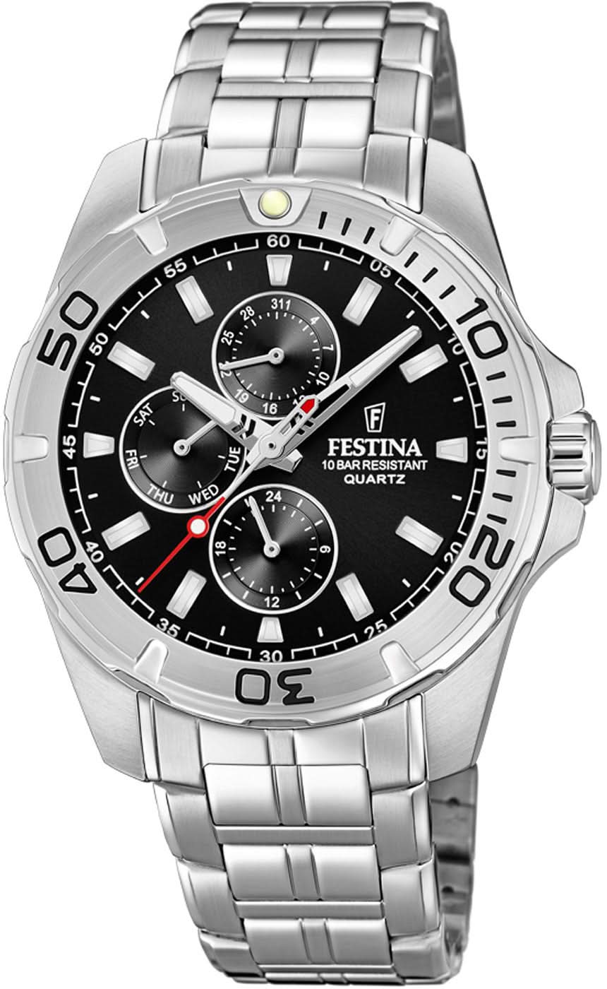 Festina Multifunction F20445/3 Men's Watch • High-Quality Stainless Steel • 10 ATM Water Resistant