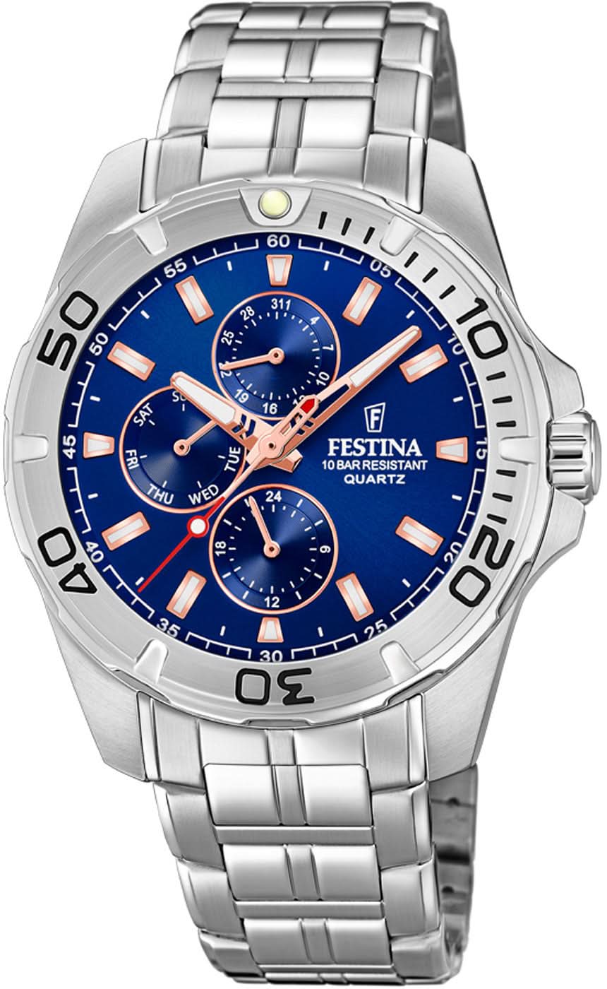Festina Multifunction F20445/5 Men's Watch • 10 bar • Steel