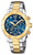 Festina women's watch with a blue dial, two-tone stainless steel strap, and chronograph