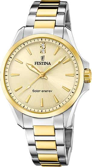 Festina Solar Energy F20655/3 Women's Watch • Sustainable Solar Drive • Elegant Gold Design