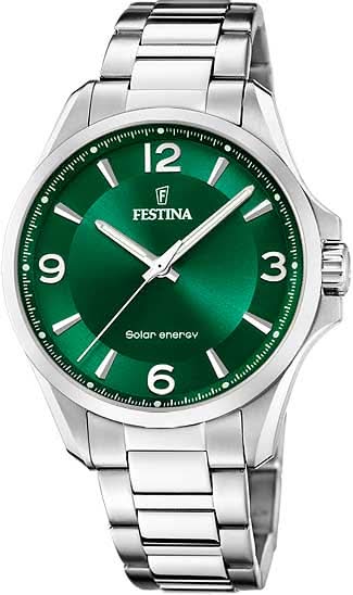 Festina Solar Energy F20656/3 Men's Watch • Sustainable Solar Movement • Green Dial
