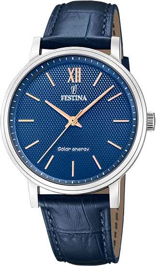 Festina Solar Energy F20660/4 Men's Watch • Solar Movement • Blue Leather Strap