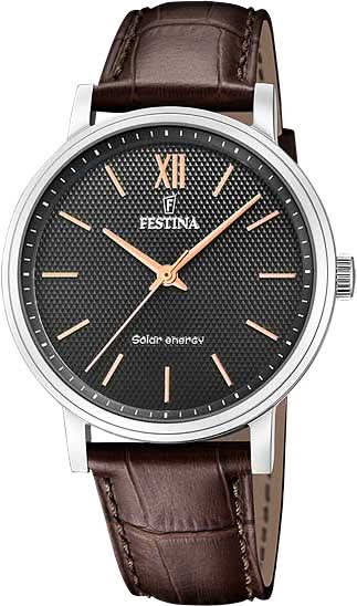 Festina Solar Energy F20660/6 Men's Watch • Solar Powered • Stainless Steel & Leather