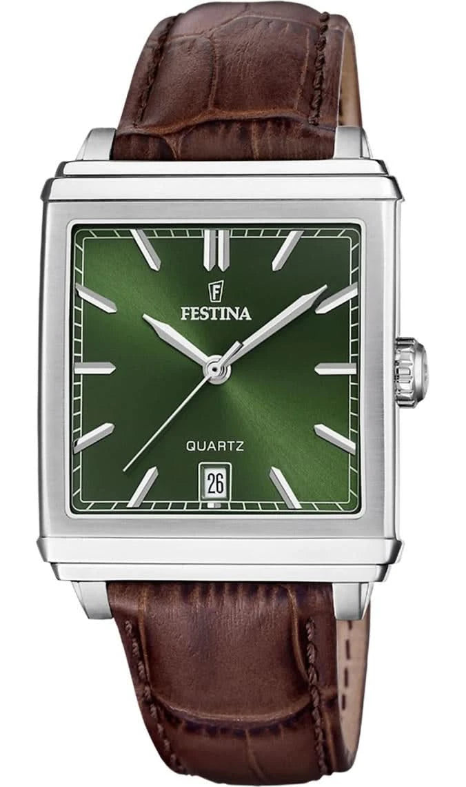 Festina On The Square F20681/7 Men's Watch • Elegant Rectangular Design • Reliable Quartz Movement