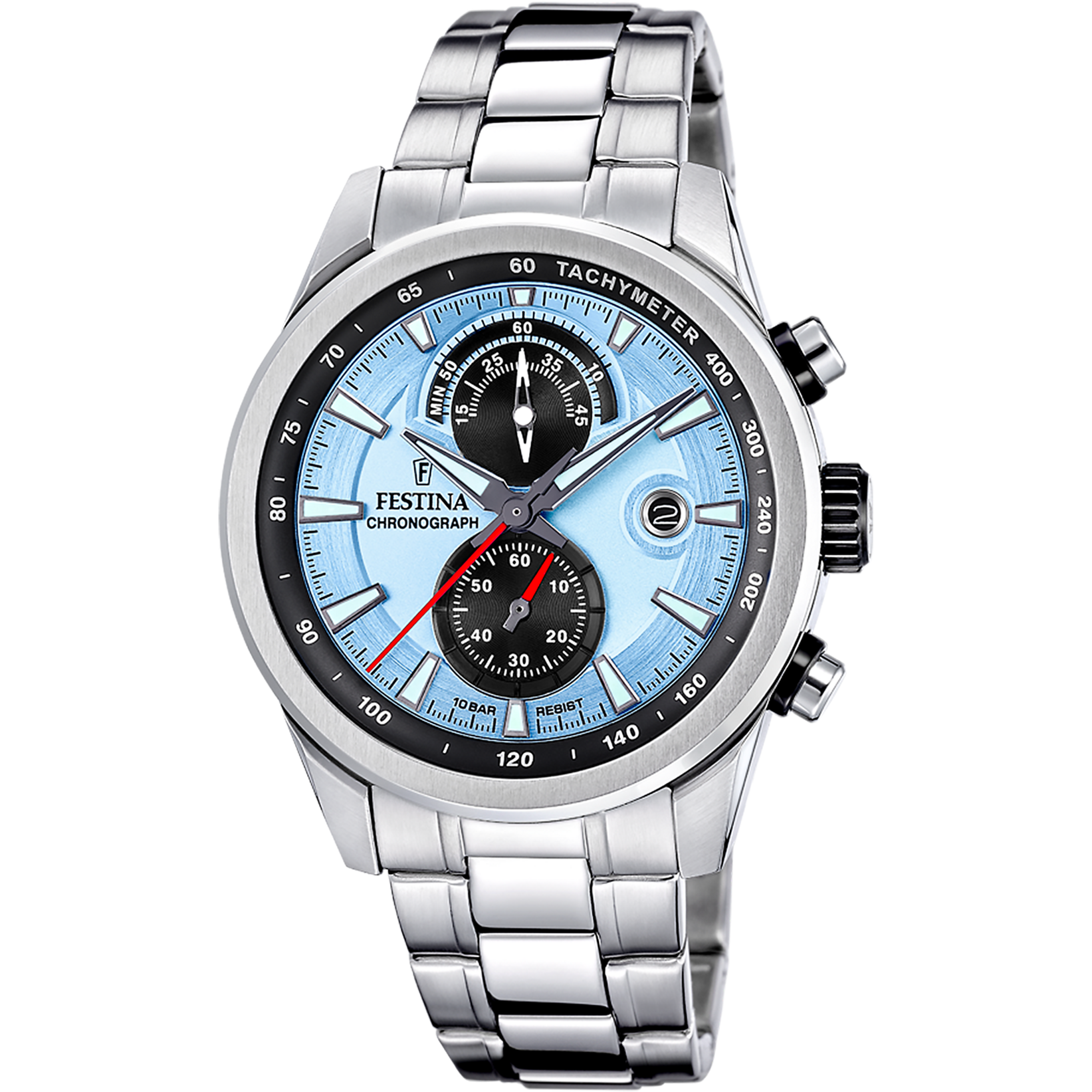 Festina Timeless Chronograph F20694/2 Herrenuhr Hellblau • Chronograph • Edelstahlgehäuse