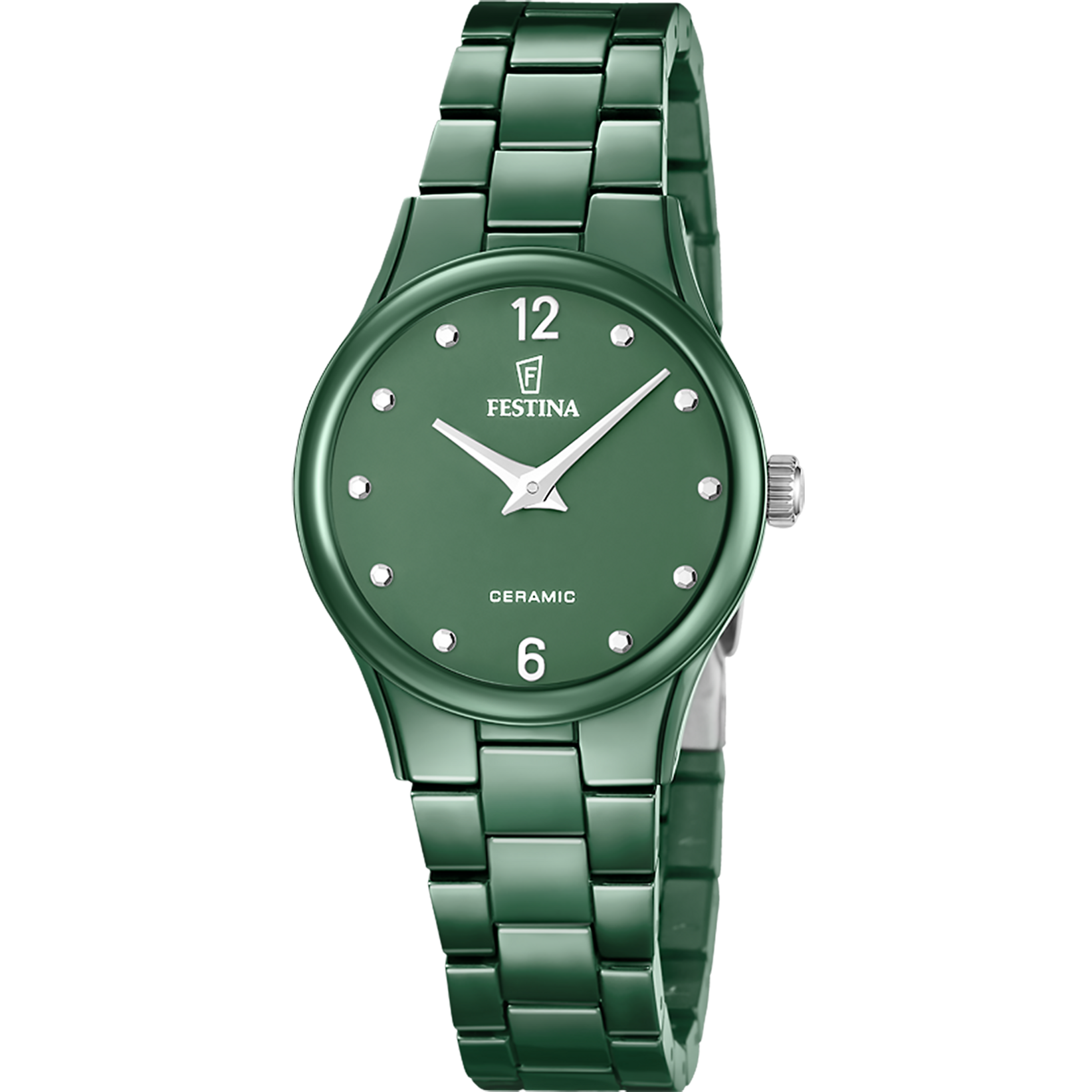 Festina Classics F20751/6 Damen Armbanduhr Grün • Keramikgehäuse • Quarzwerk
