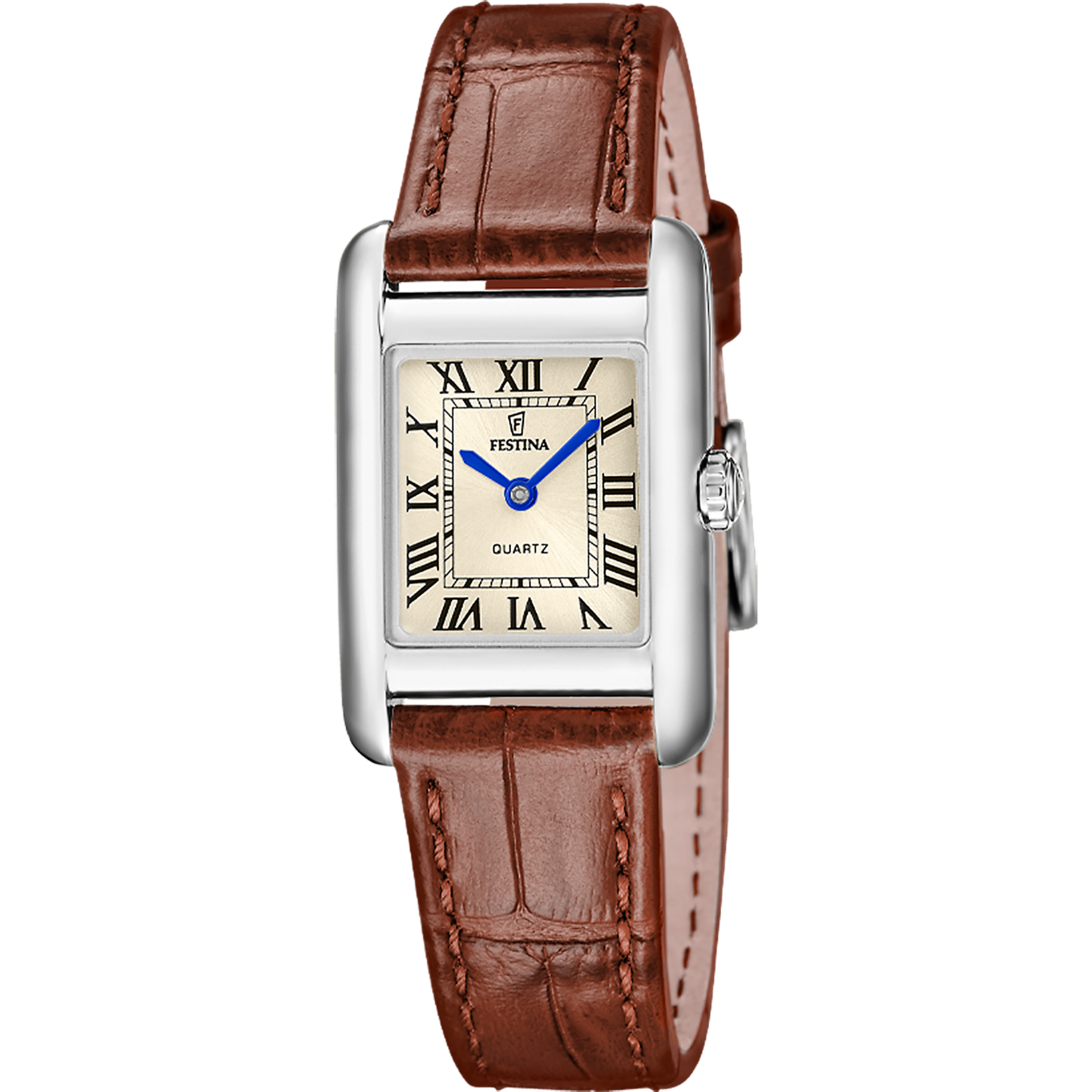 Festina On The Square F20773/2 Damen Armbanduhr • Lederarmband • Goldfarben