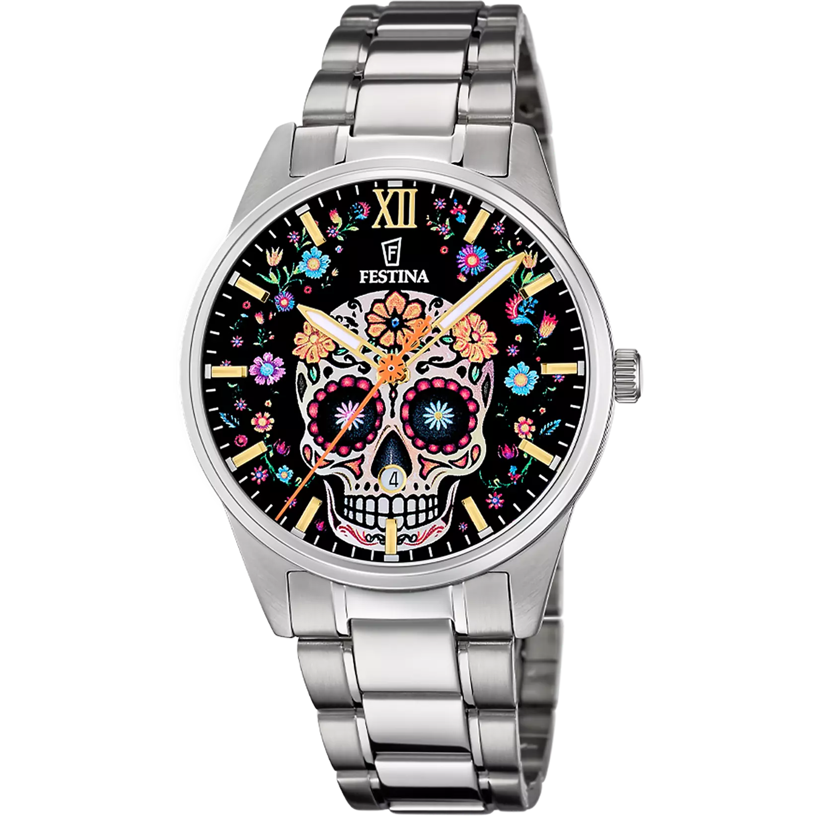 Festina Día de Muertos F20809/1 Men's Watch Black • Special Edition Day of the Dead • Engraved Case Back