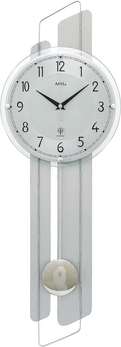 AMS Wall Clock 66x22x8 cm Wood • Radio-Controlled Movement • Modern Design