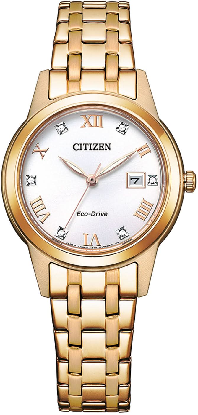 Citizen Eco-Drive Elegance FE1243-83A Ladies' Watch • Eco-Drive Solar Movement • Elegant Rose Gold Design