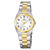Silber-goldene Damenarmbanduhr mit rundem Zifferblatt und zweifarbigem Edelstahlarmband