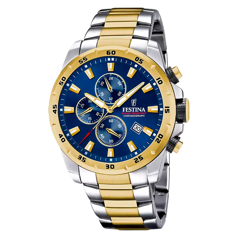 Festina Timeless Chronograph F20562/2 Herrklocka Blå • Kvarskronograf • Mineralglas